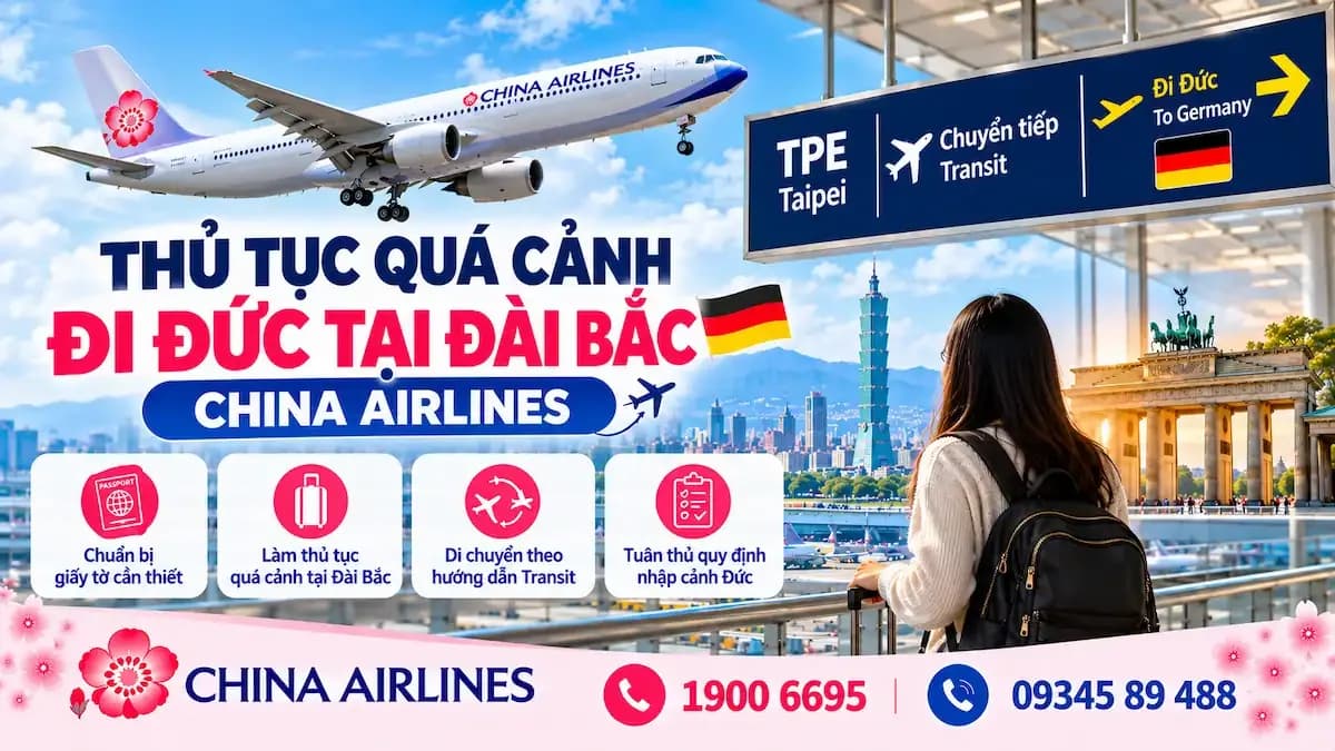 Cẩm nang quá cảnh đi Đức tại Đài Bắc China Airlines chi tiết
