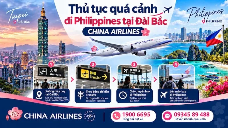Hướng dẫn quá cảnh đi Philippines tại Đài Bắc China Airlines