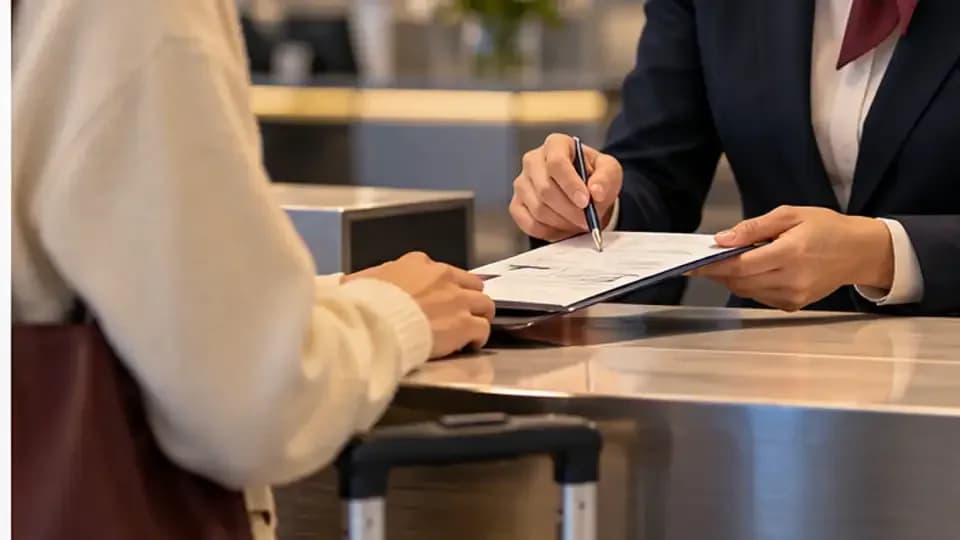 Trao đổi nhu cầu hành lý tại quầy sân bay, ảnh minh họa