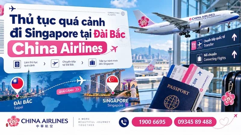 Thủ tục quá cảnh đi Singapore tại Đài Bắc China Airlines