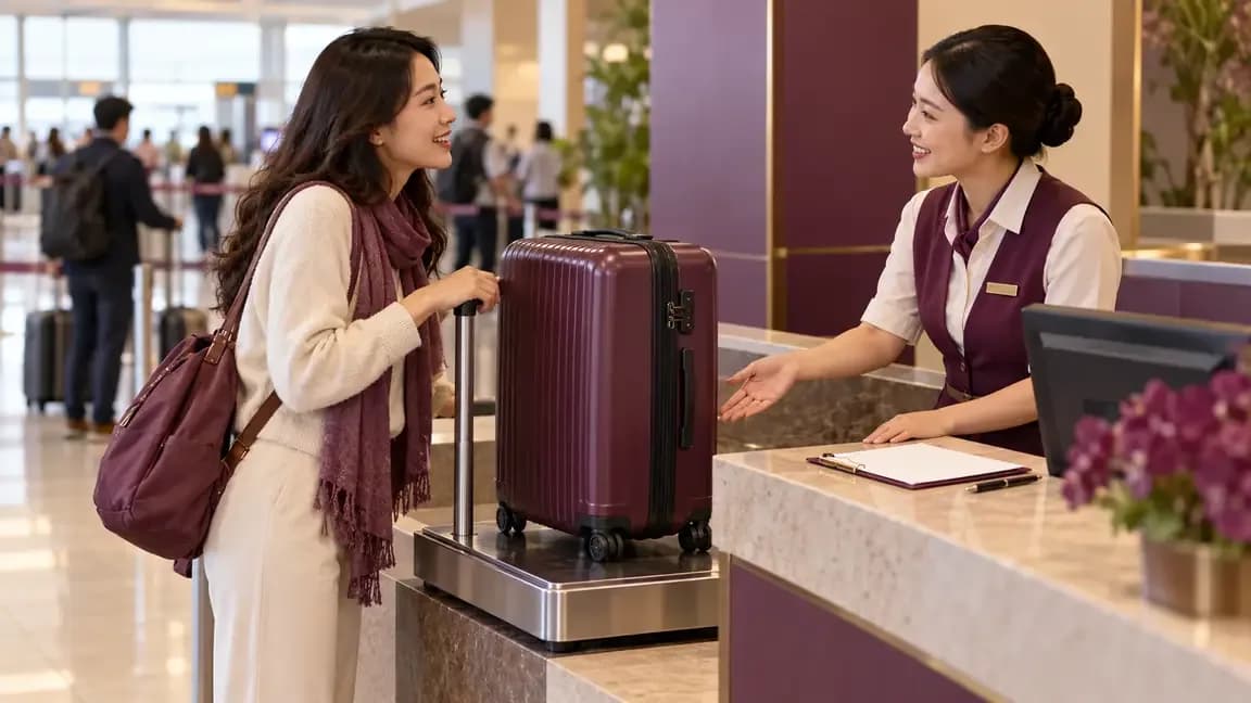 Hành khách cân vali bổ sung cho chuyến bay chiều về tại quầy, ảnh minh họa