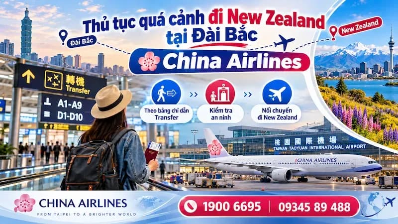 Thủ tục quá cảnh đi New Zealand tại Đài Bắc China Airlines từ A-Z