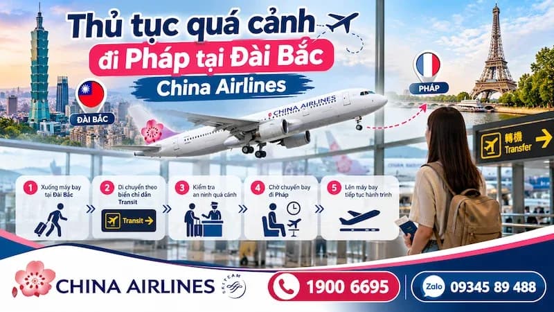 Các bước quá cảnh đi Pháp tại Đài Bắc China Airlines từ A-Z